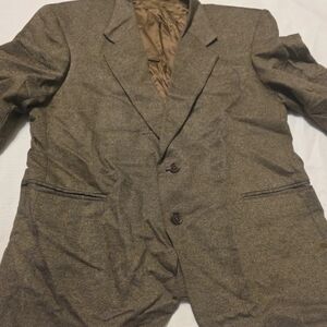 Tailors Row By Deansgate Silk & Wool Tan Tweed Sport Coat - Men's 42S - Vintage